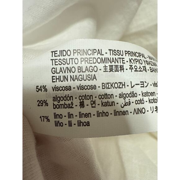 NEW Zara White Short Puff Sleeve Lace Up Back Square Neck Mini A Line Dress XL - Picture 6 of 6